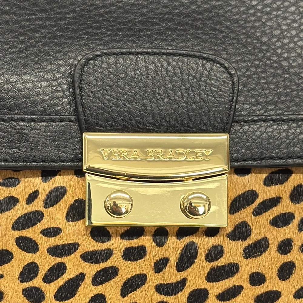 Vera Bradley Stella Mini Satchel Women's Leather Cheetah Black Shoulder Bag -New